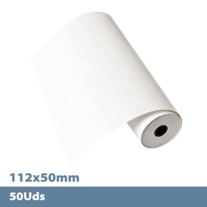 Caja 50 rollos papel térmico SIN BISFENOL 112 x 50 mm 60gr
