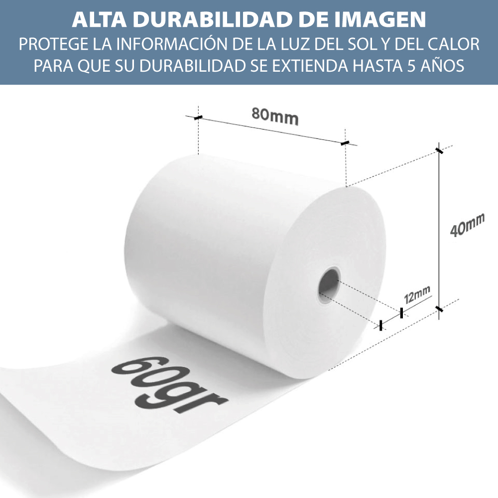 Caja 100 rollos papel térmico 80 x 40 mm