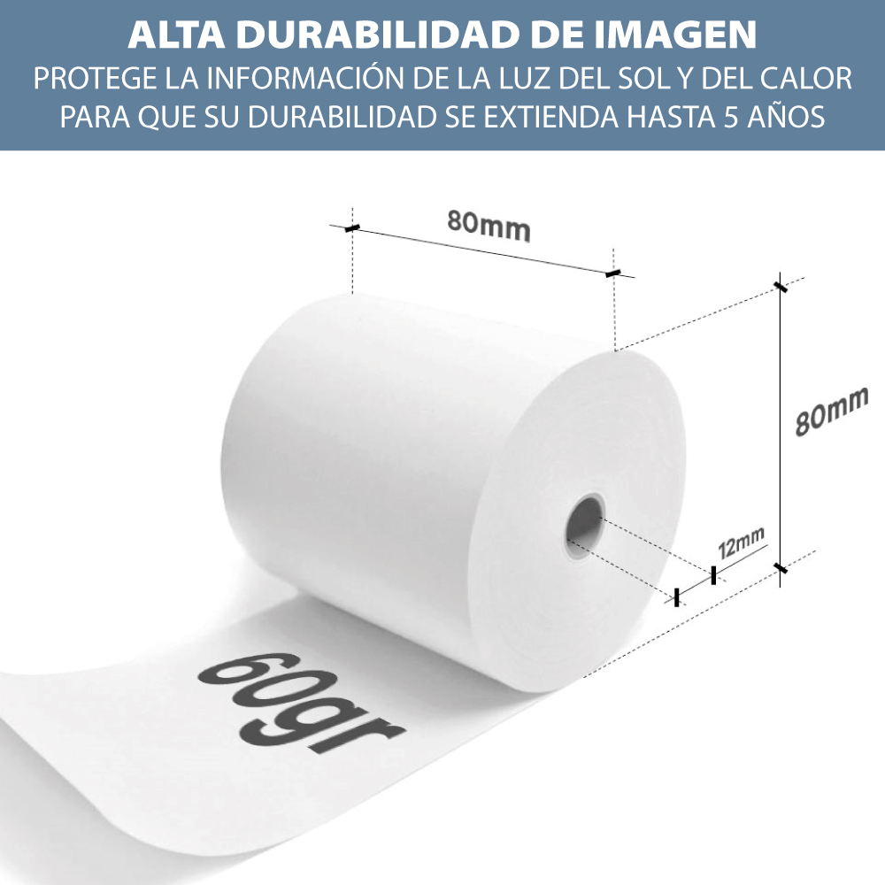 Caja 50 rollos papel térmico SIN BISFENOL 80 x 80 mm 55gr