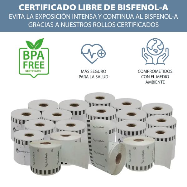 Caja 48 rollos Cinta Brother QL Rollo Papel Continuo 62mm x 30.48 Metros Generico