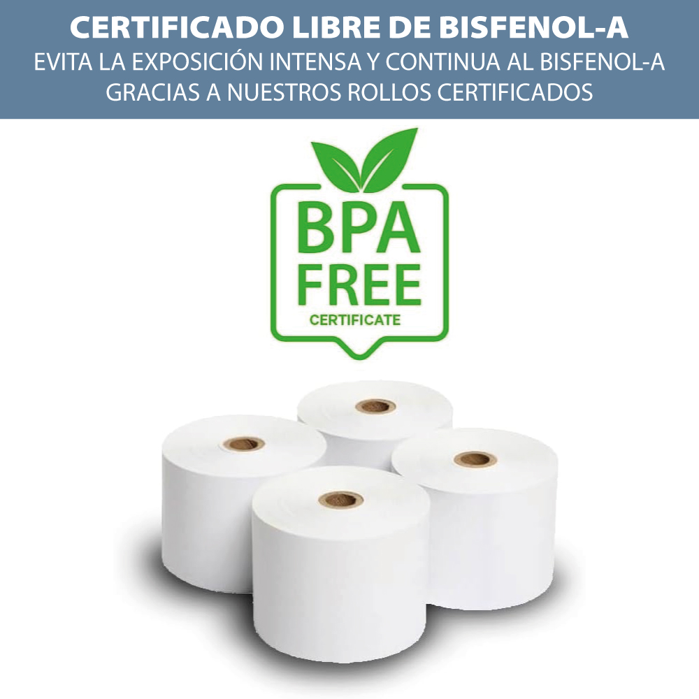 Caja 50 rollos papel térmico SIN BISFENOL 80 x 80 mm 55gr