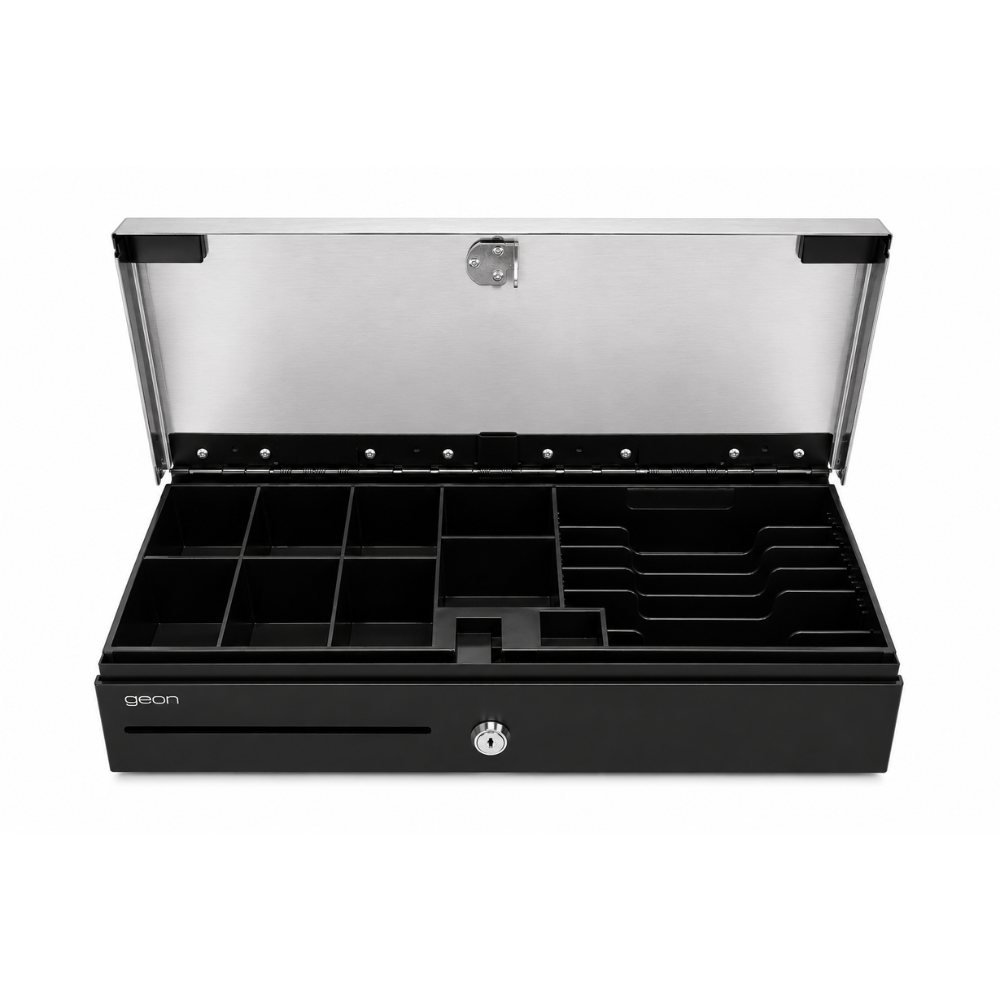 Cajón Portamonedas GEON VERTICAL Acero INOX, 6 compartimentos billetes, 8 compartimentos monedas