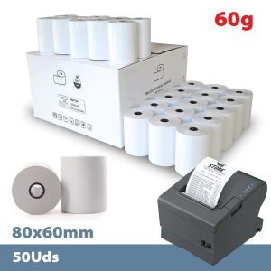 CAJA 80 Rollos TERM 80x60 BPA FREE 60GR