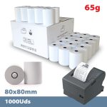 Caja 1000 rollos papel térmico 80 x 80 mm 60 g sin bisfenol