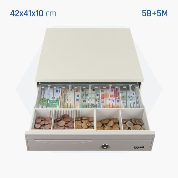iggual Cajón portamonedas IRON-30W · 5+5, blanco marfil