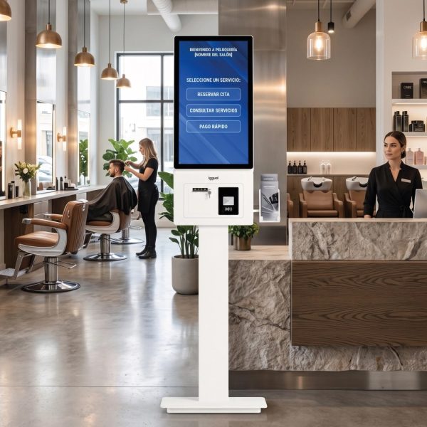 iggual Kiosco de autoservicio ORCHID 27″ · Intel Core i5, impresora, lector y NFC