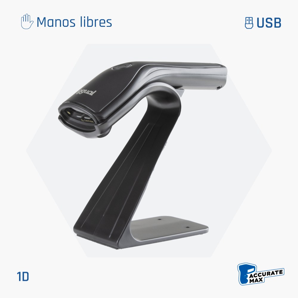 Lector de códigos de barras 1D USB L1DUSB-B-AX con soporte de iggual