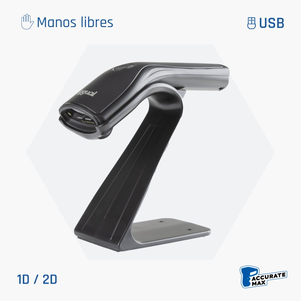 Lector de códigos de barras 2D USB L2DUSB-B-AX con soporte de iggual