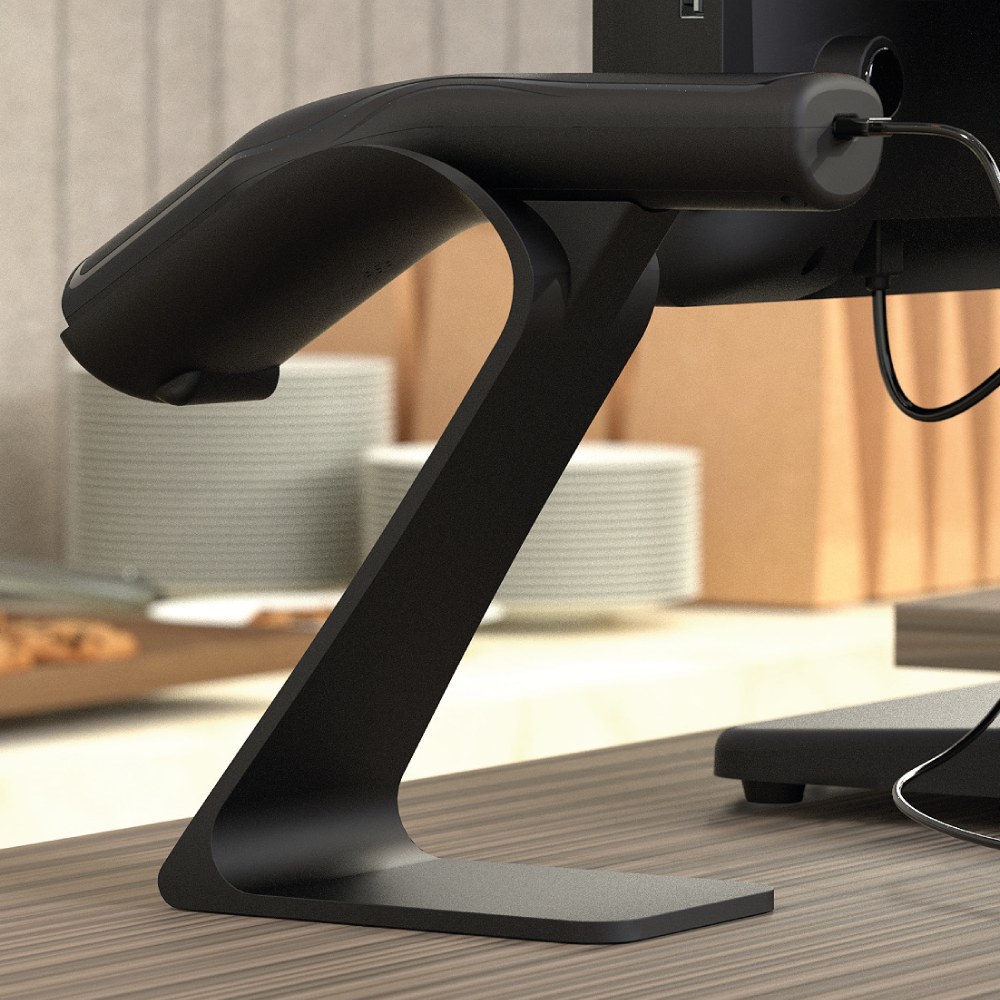 Lector de códigos de barras 2D USB L2DUSB-B-AX con soporte de iggual, vista 3