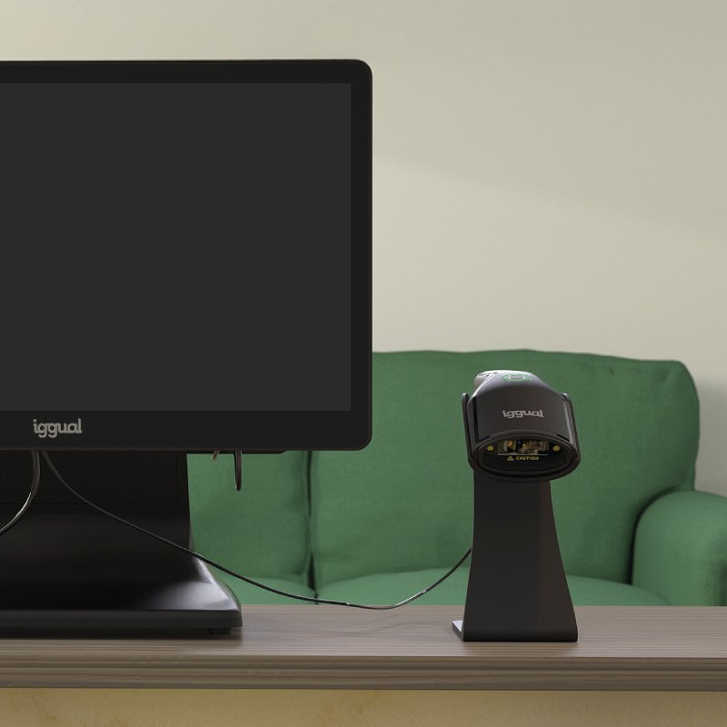 Lector de códigos de barras 2D USB L2DUSB-B-AX con soporte de iggual, vista 4