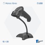 Lector de códigos de barras con gatillo 2D USB L2DUSB-G-AX y soporte de iggual