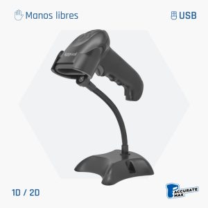 Lector de códigos de barras con gatillo 2D USB L2DUSB-G-AX y soporte de iggual