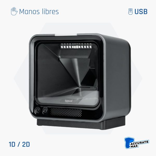 iggual Lector de códigos de barras de supermercado 2D USB L2DUSB-S-AR, sobremesa de alto rendimiento