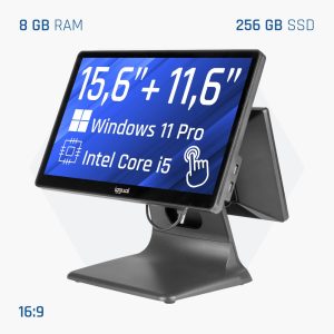 TPV doble pantalla negro 15,6″ + 11,6″ de iggual