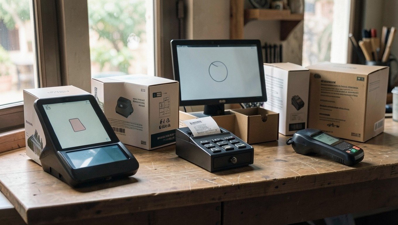 Productos y servicios: TPV, impresora de tickets, cajón y lector en el banco de trabajo