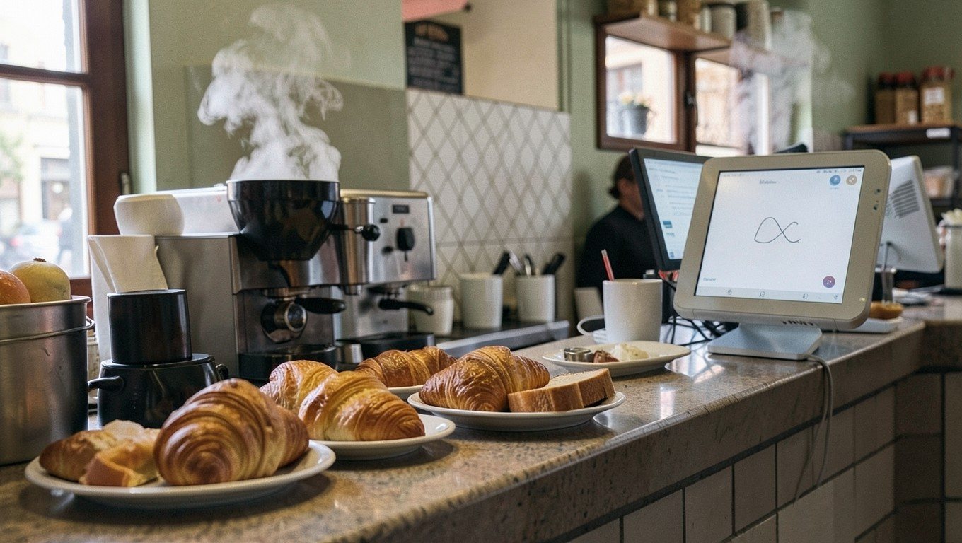 TPV para cafetería: terminal en la barra a la hora del desayuno