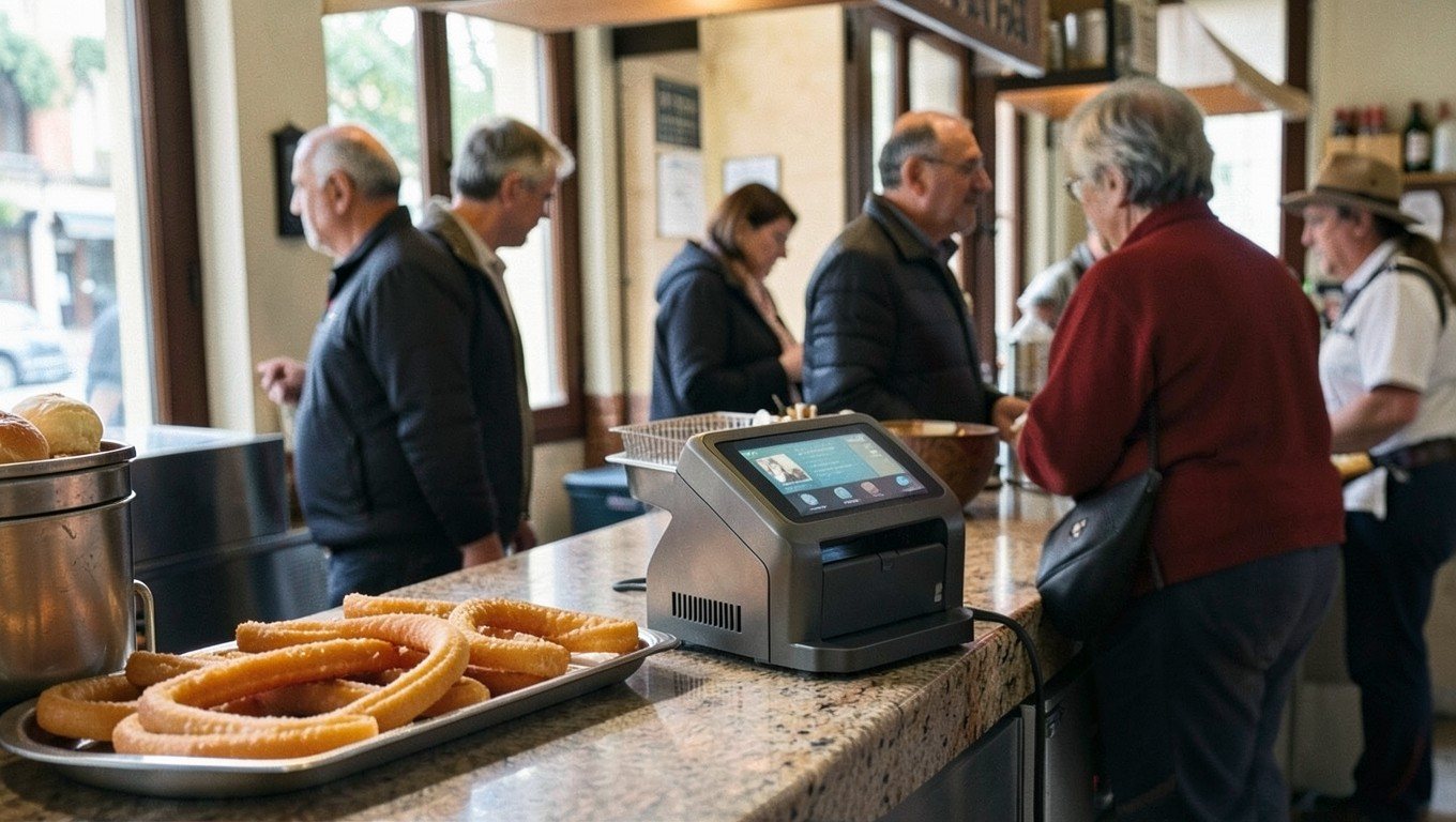 TPV para churrería: terminal compacto con impresora en el mostrador