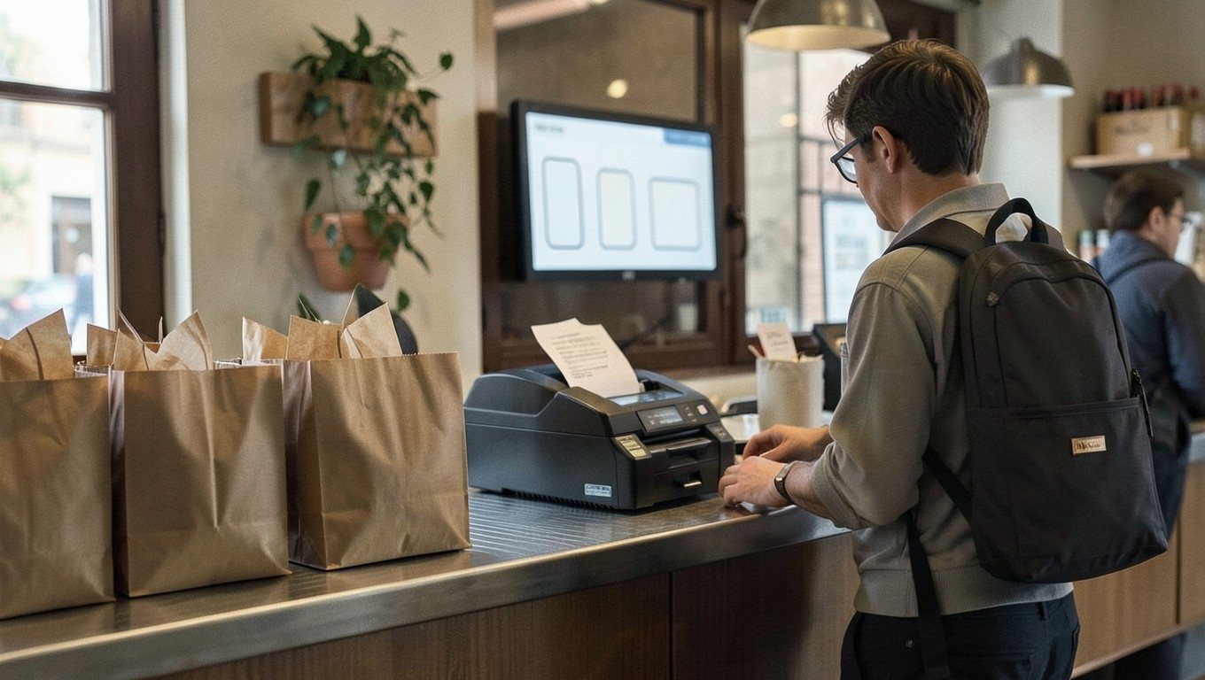 TPV para delivery: pedidos para llevar listos junto a la impresora de comandas