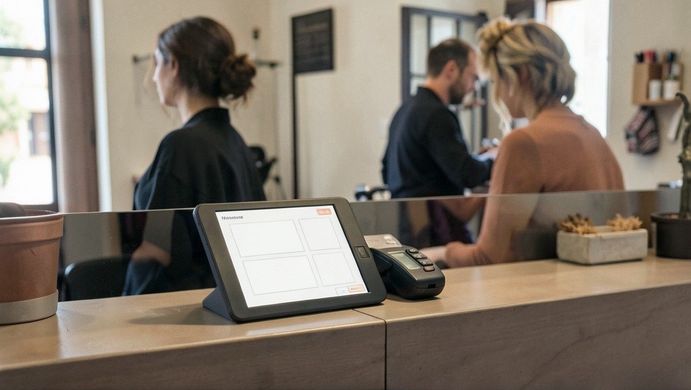 TPV para peluquería: terminal y datáfono en la recepción del salón